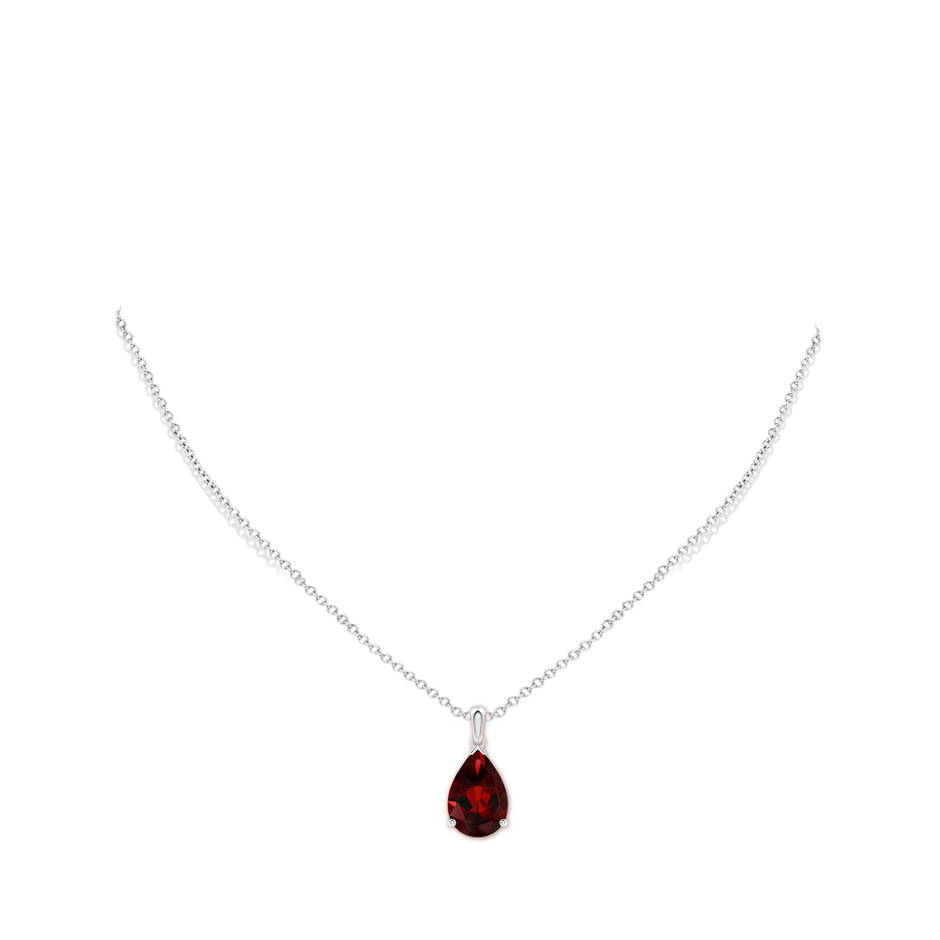 15x10mm AAA Pear-Shaped Garnet Solitaire Pendant in White Gold pen