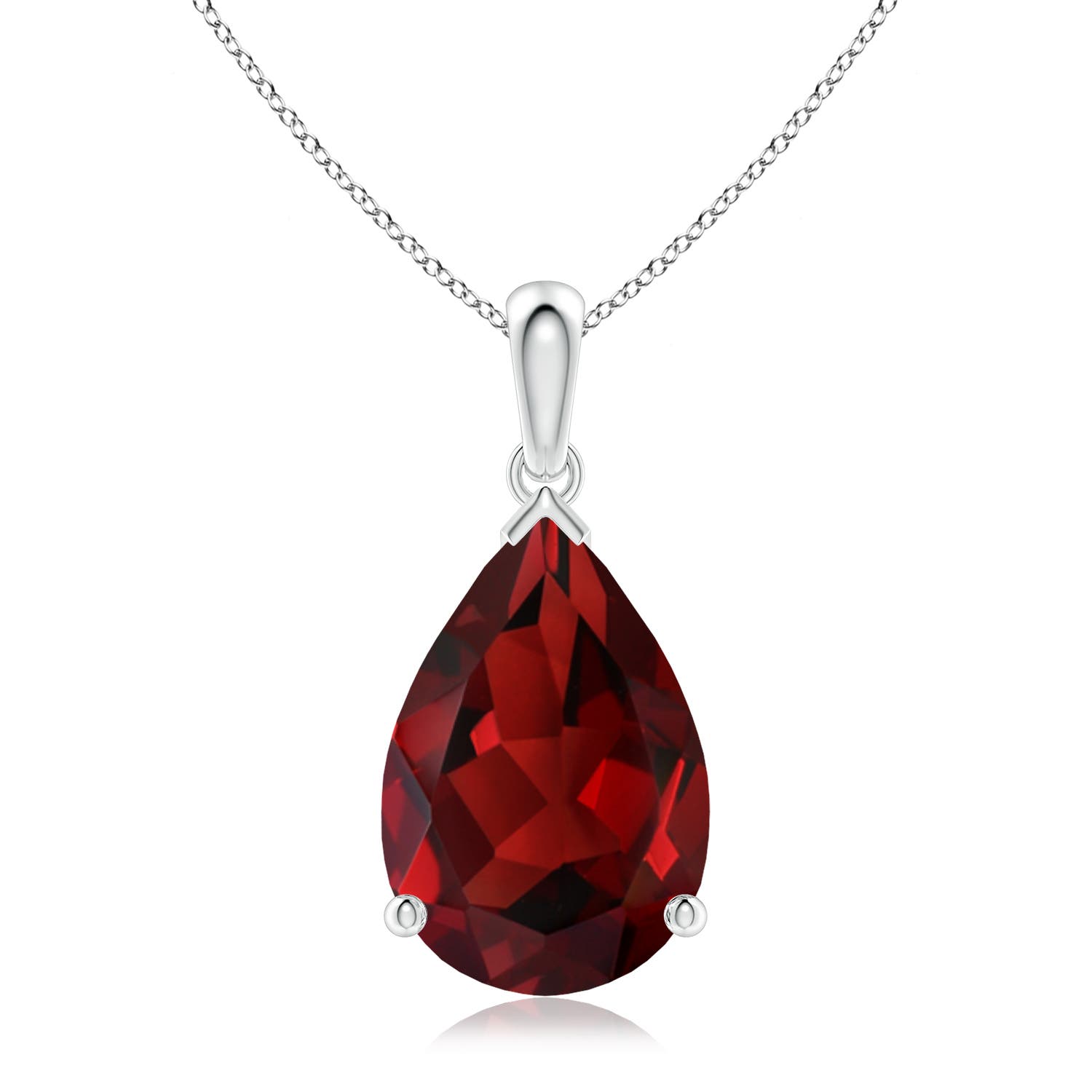 15x10mm AAAA Pear-Shaped Garnet Solitaire Pendant in P950 Platinum