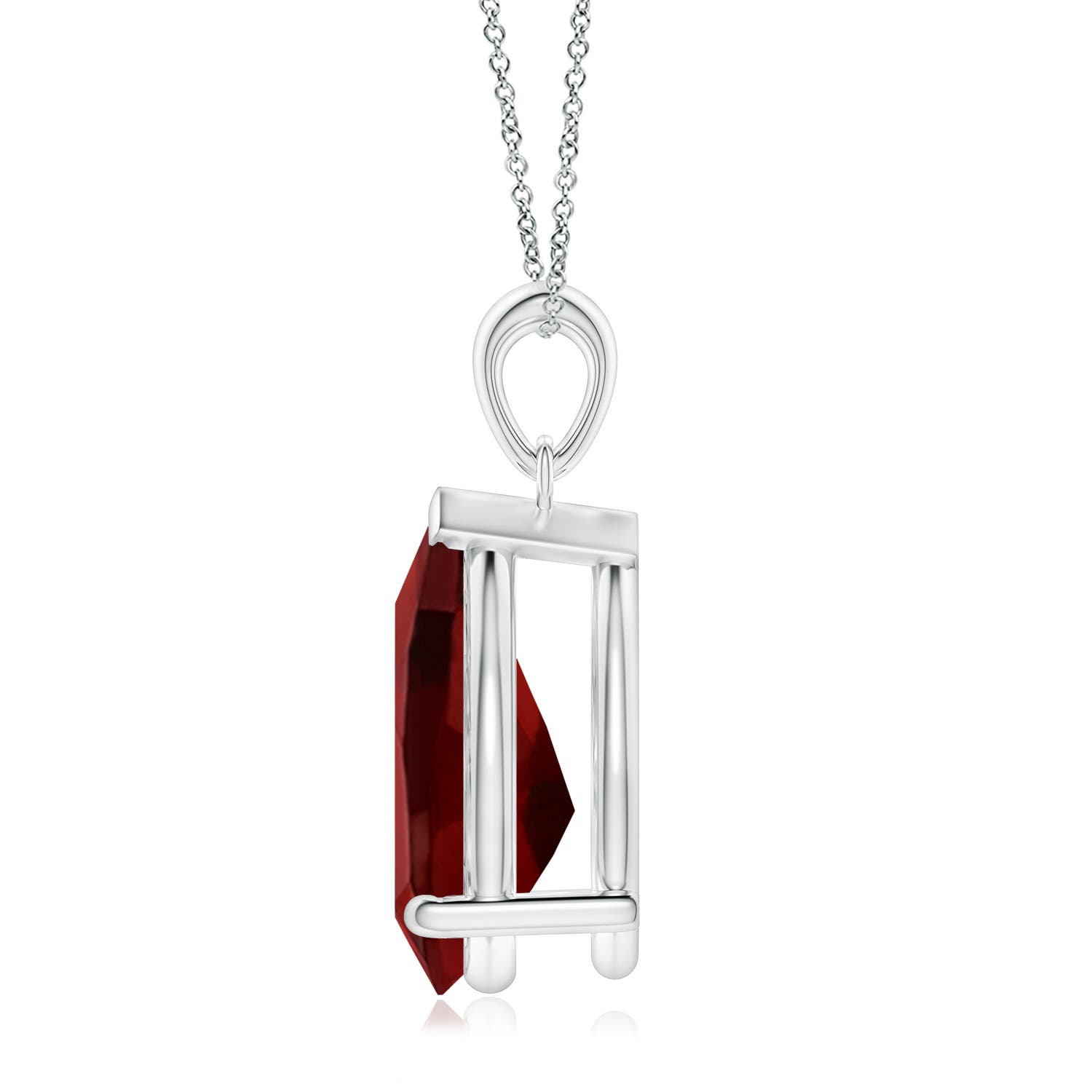 15x10mm AAAA Pear-Shaped Garnet Solitaire Pendant in P950 Platinum
