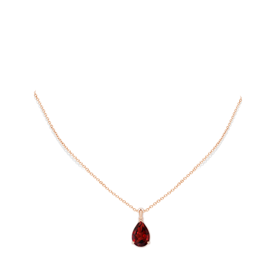 15x10mm AAAA Pear-Shaped Garnet Solitaire Pendant in Rose Gold pen