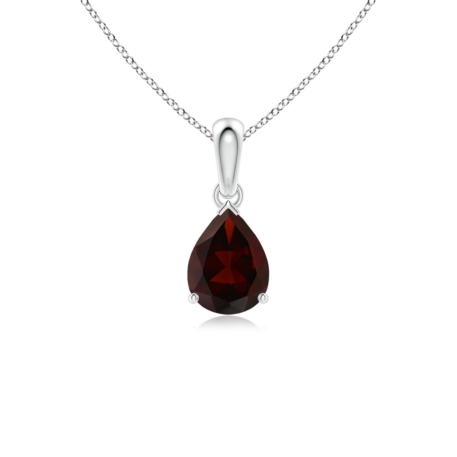 8x6mm A Pear-Shaped Garnet Solitaire Pendant in P950 Platinum