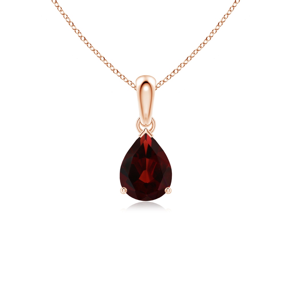 8x6mm AA Pear-Shaped Garnet Solitaire Pendant in Rose Gold