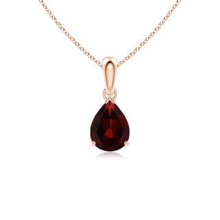 8x6mm AA Pear-Shaped Garnet Solitaire Pendant in Rose Gold