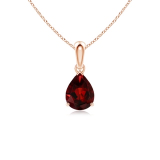 8x6mm AAA Pear-Shaped Garnet Solitaire Pendant in 10K Rose Gold