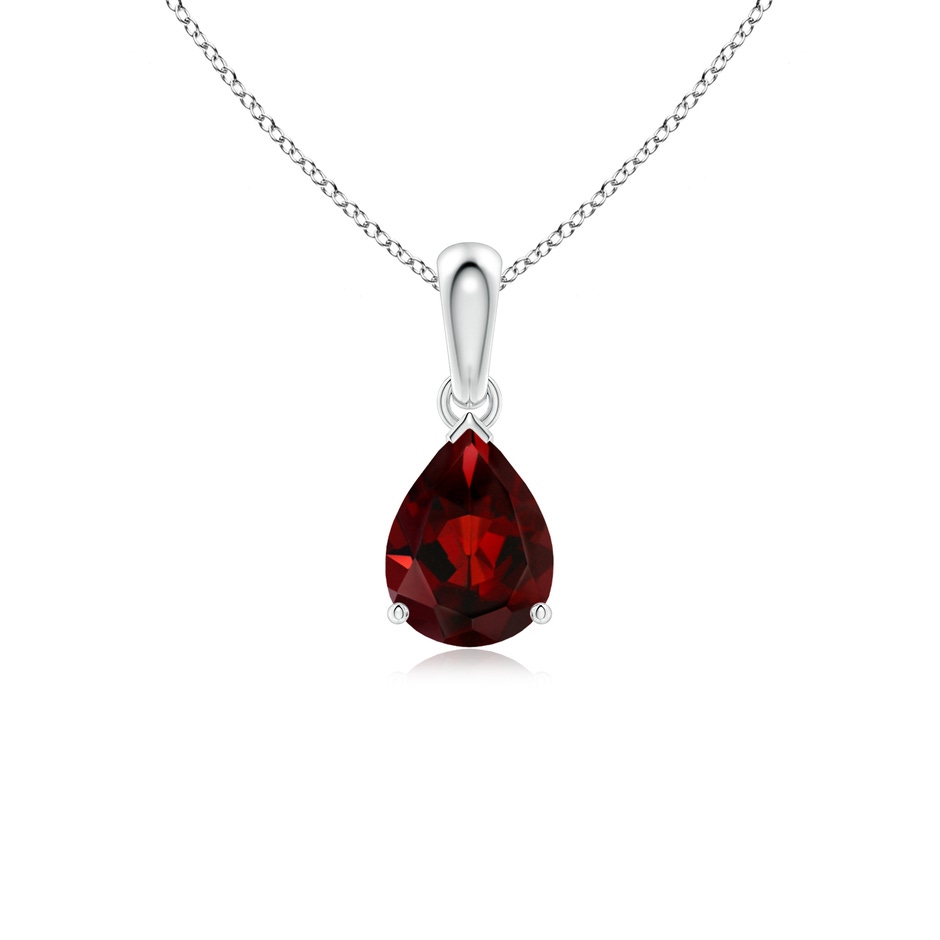 8x6mm AAA Pear-Shaped Garnet Solitaire Pendant in White Gold 
