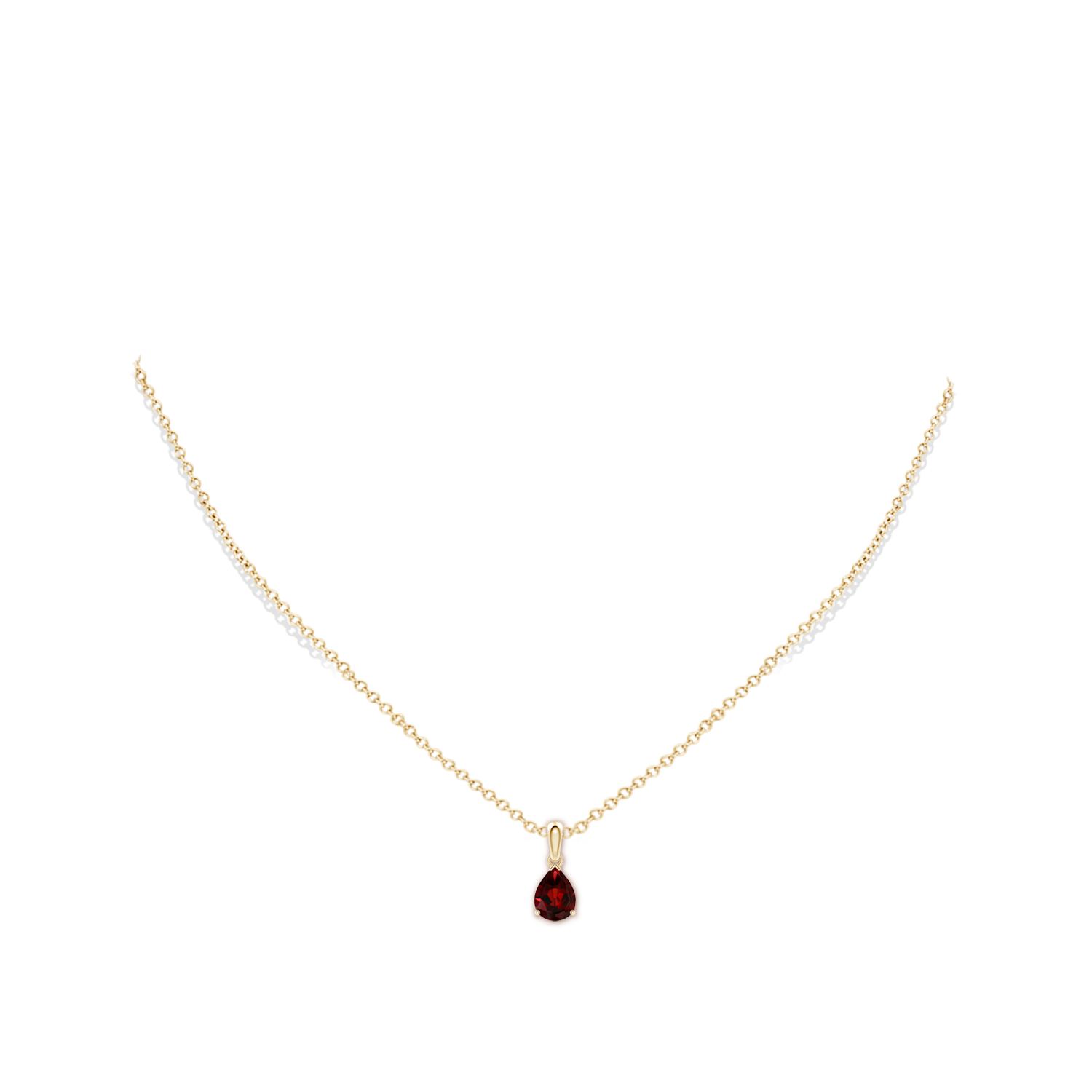 8x6mm AAA Pear-Shaped Garnet Solitaire Pendant in Yellow Gold - body_neck