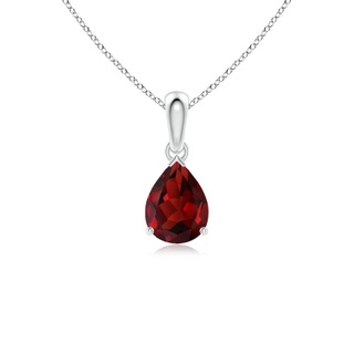 8x6mm AAAA Pear-Shaped Garnet Solitaire Pendant in P950 Platinum