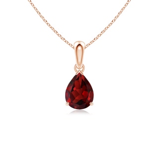 8x6mm AAAA Pear-Shaped Garnet Solitaire Pendant in Rose Gold
