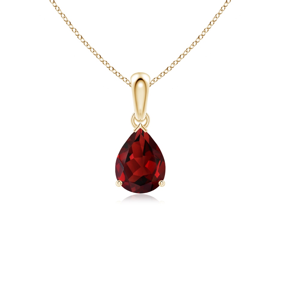 8x6mm AAAA Pear-Shaped Garnet Solitaire Pendant in Yellow Gold 