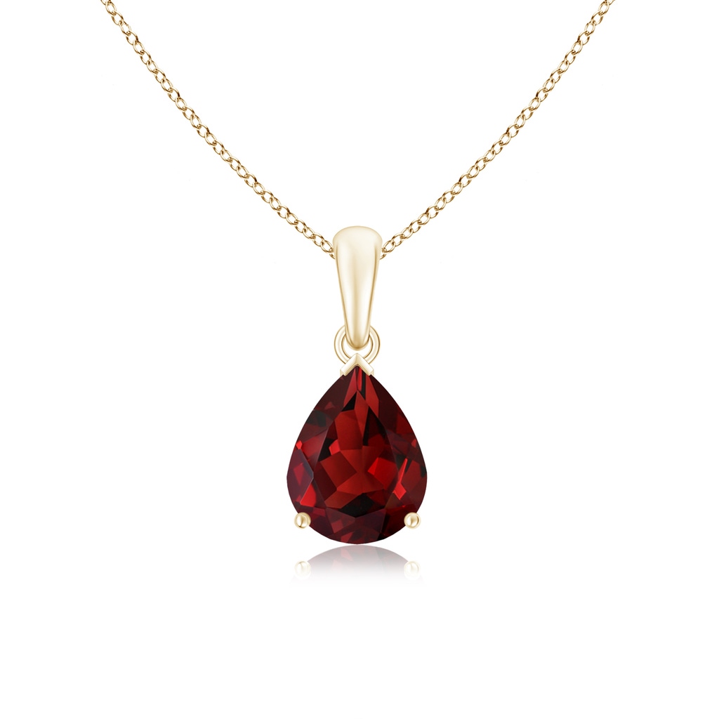 9x7mm AAAA Pear-Shaped Garnet Solitaire Pendant in Yellow Gold 
