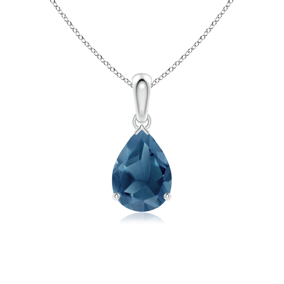 10x7mm A Prong-Set Pear London Blue Topaz Solitaire Pendant in P950 Platinum 