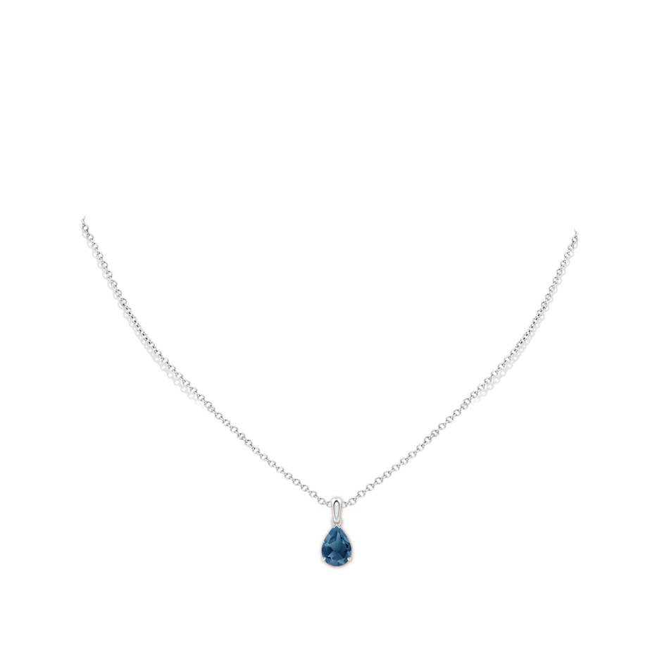 10x7mm A Prong-Set Pear London Blue Topaz Solitaire Pendant in P950 Platinum pen