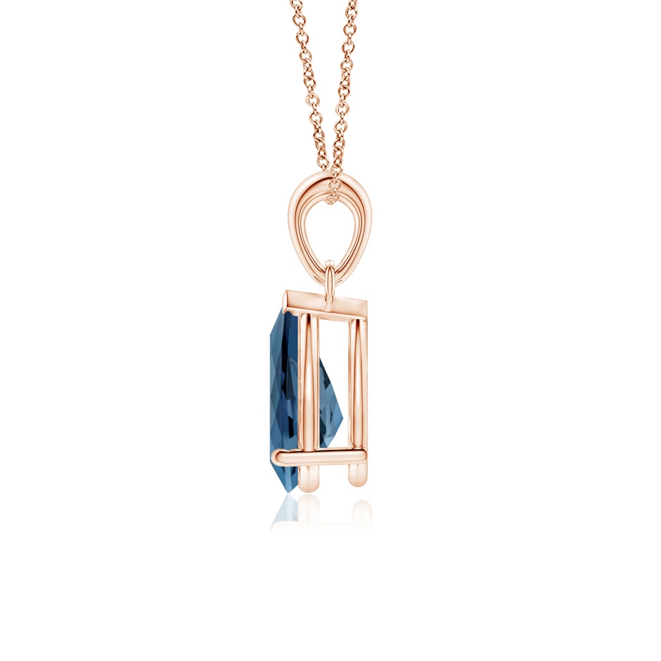 10x7mm A Prong-Set Pear London Blue Topaz Solitaire Pendant in Rose Gold side 199