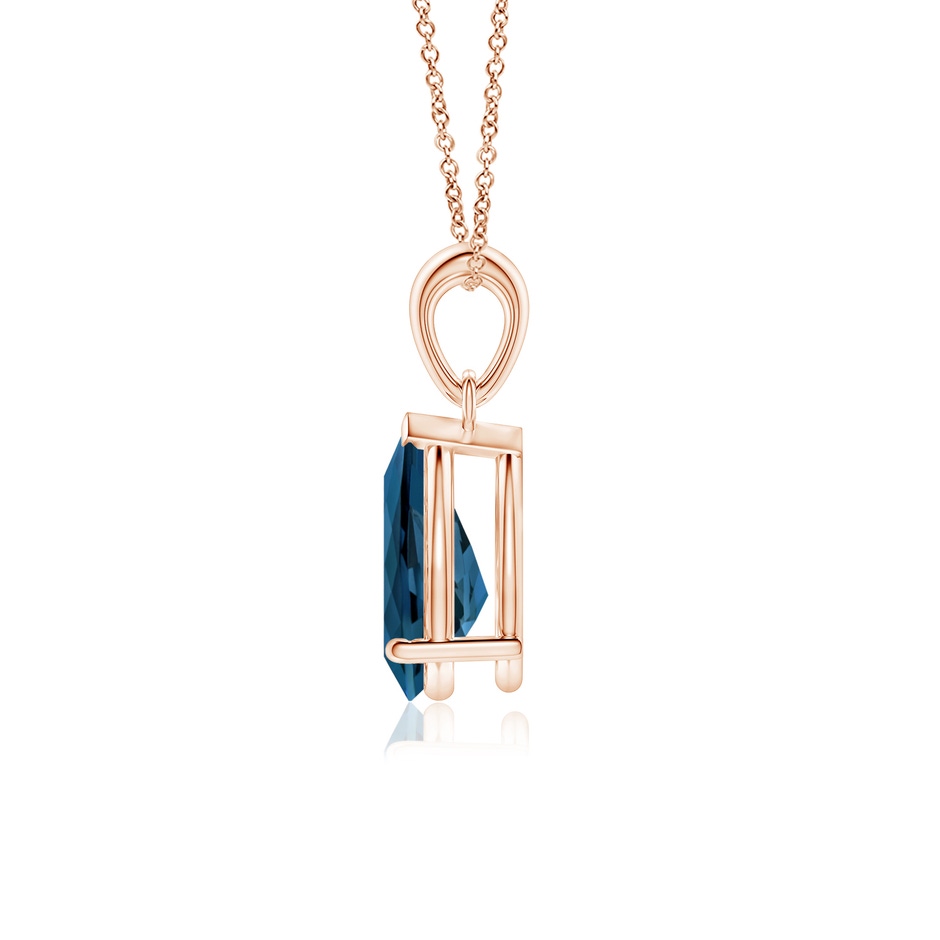 10x7mm AAA Prong-Set Pear London Blue Topaz Solitaire Pendant in Rose Gold side 199