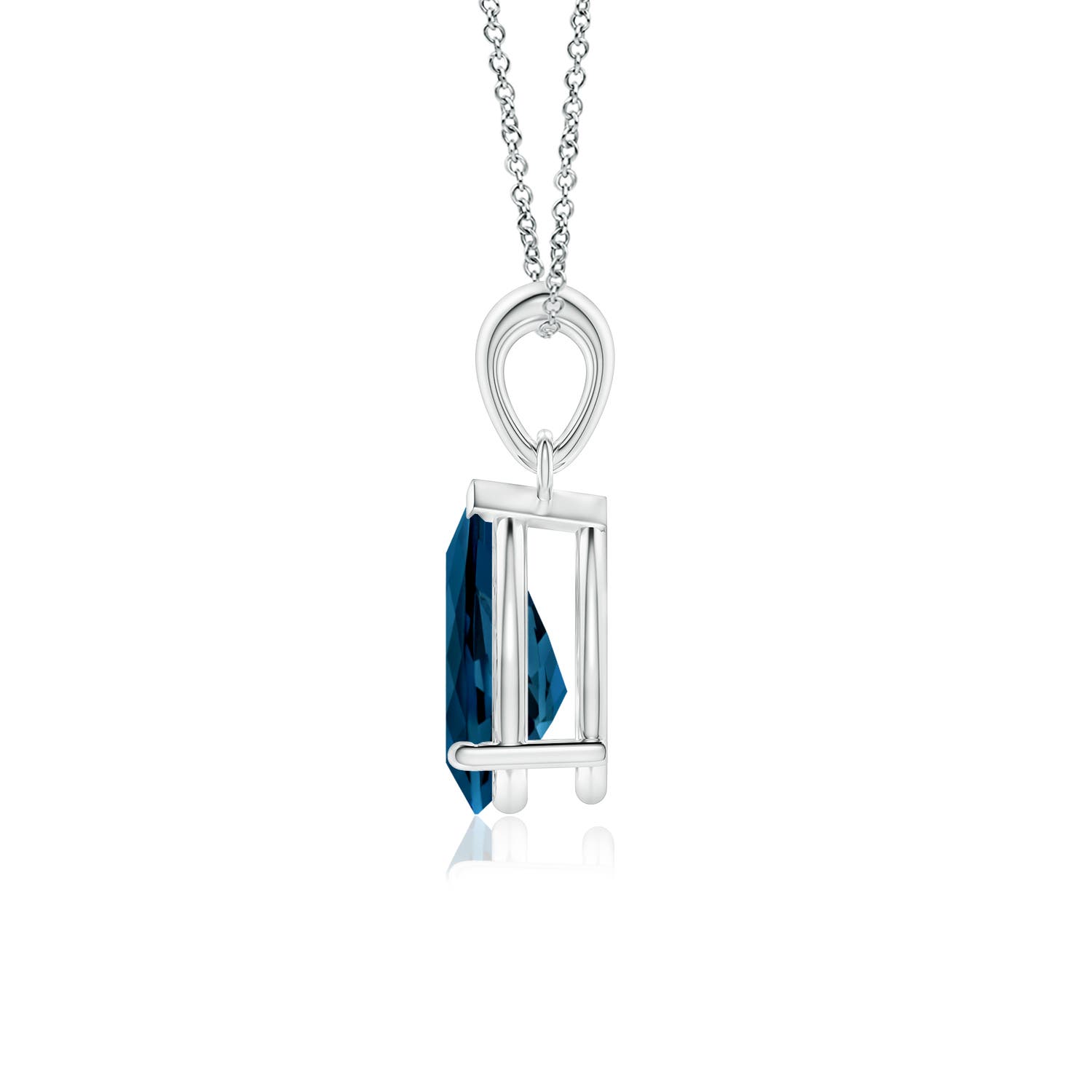 10x7mm AAAA Prong-Set Pear London Blue Topaz Solitaire Pendant in P950 Platinum