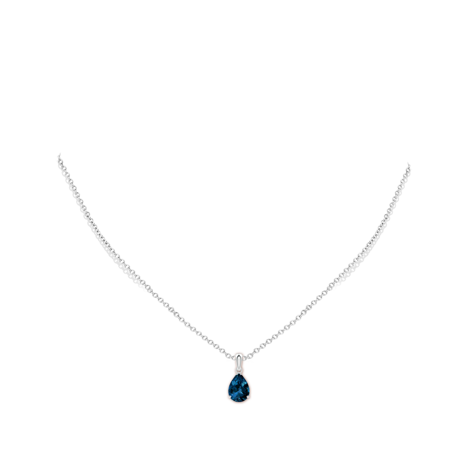 10x7mm AAAA Prong-Set Pear London Blue Topaz Solitaire Pendant in P950 Platinum pen