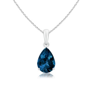 10x7mm AAAA Pear-Shaped London Blue Topaz Solitaire Pendant in White Gold
