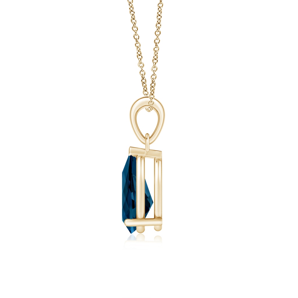 10x7mm AAAA Pear-Shaped London Blue Topaz Solitaire Pendant in Yellow Gold Product Image