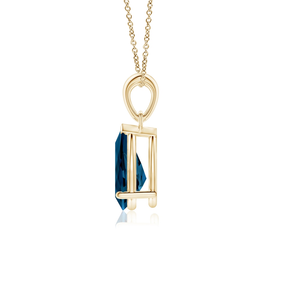 10x7mm AAAA Prong-Set Pear London Blue Topaz Solitaire Pendant in Yellow Gold side 199