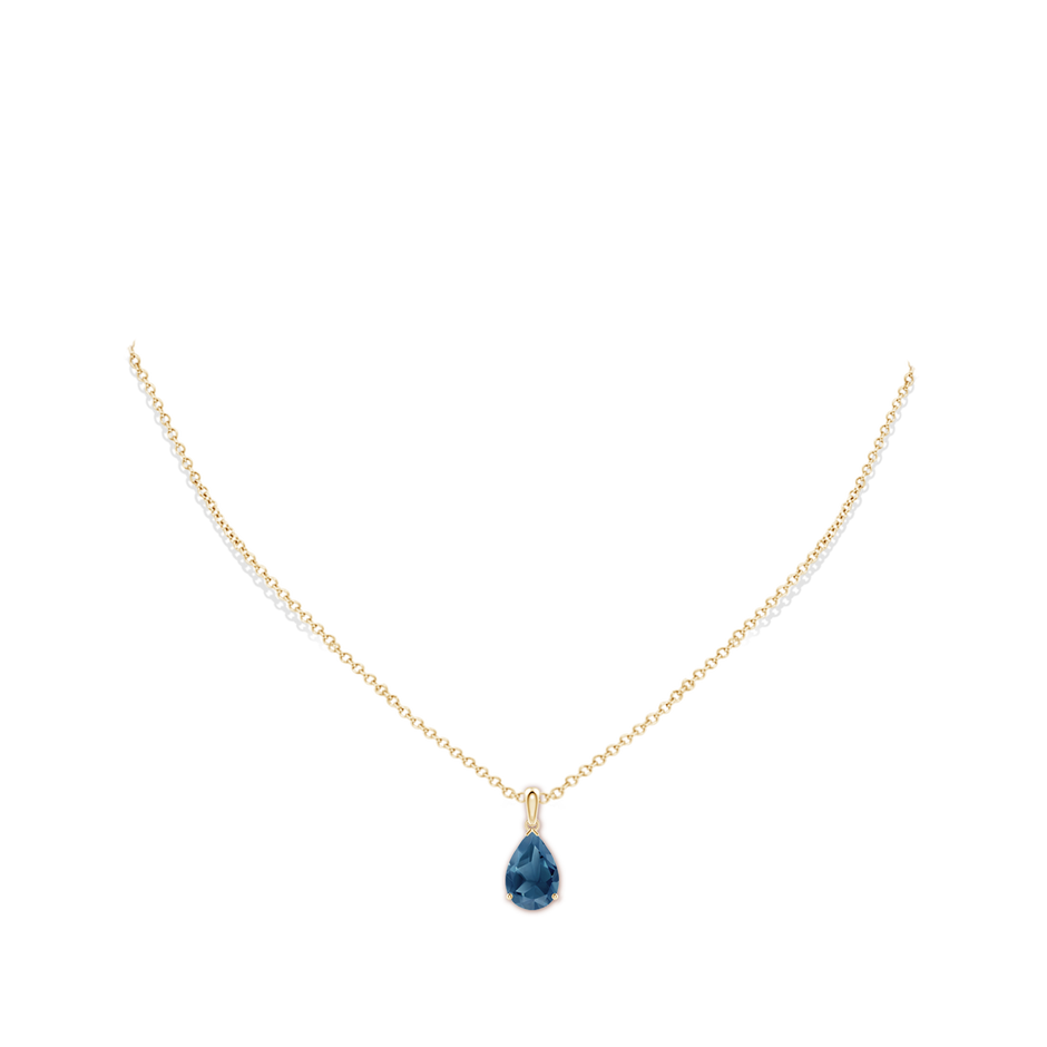 12x8mm A Prong-Set Pear London Blue Topaz Solitaire Pendant in 18K Yellow Gold pen