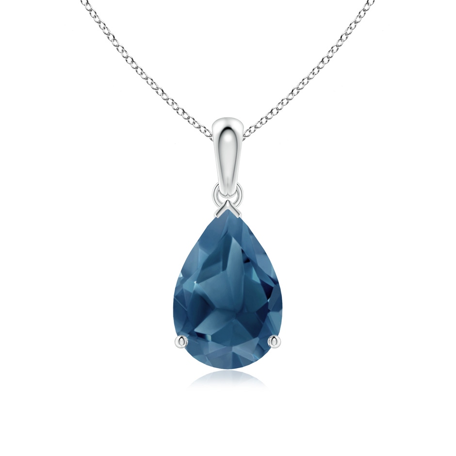 12x8mm A Prong-Set Pear London Blue Topaz Solitaire Pendant in P950 Platinum 
