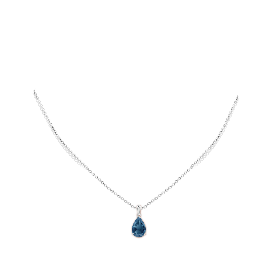 12x8mm A Prong-Set Pear London Blue Topaz Solitaire Pendant in P950 Platinum pen