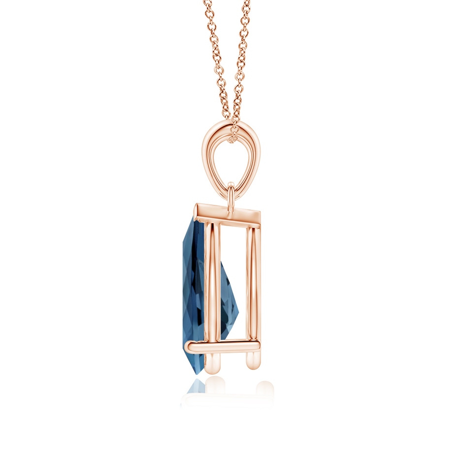 12x8mm A Prong-Set Pear London Blue Topaz Solitaire Pendant in Rose Gold side 199