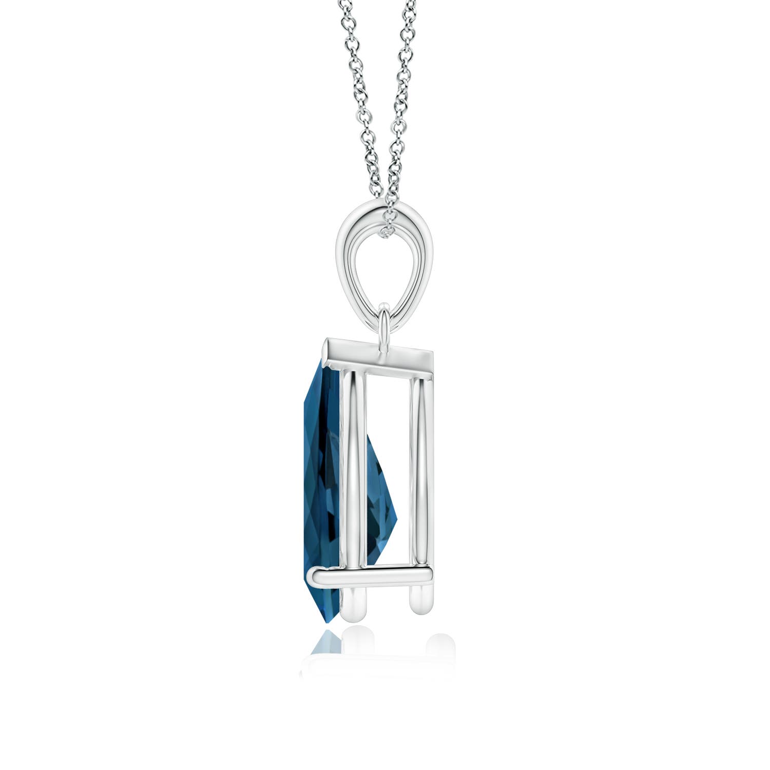 12x8mm AAA Prong-Set Pear London Blue Topaz Solitaire Pendant in White Gold