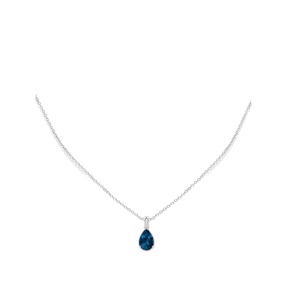 12x8mm AAA Prong-Set Pear London Blue Topaz Solitaire Pendant in White Gold pen