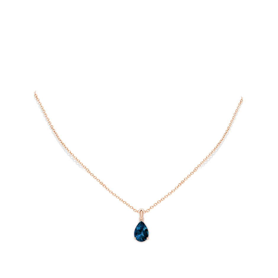 12x8mm AAAA Prong-Set Pear London Blue Topaz Solitaire Pendant in Rose Gold pen