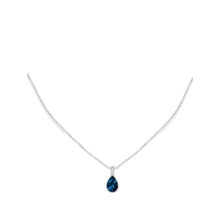 12x8mm AAAA Prong-Set Pear London Blue Topaz Solitaire Pendant in White Gold pen