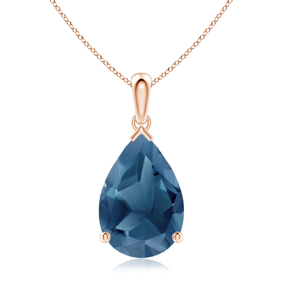 15x10mm A Prong-Set Pear London Blue Topaz Solitaire Pendant in Rose Gold 