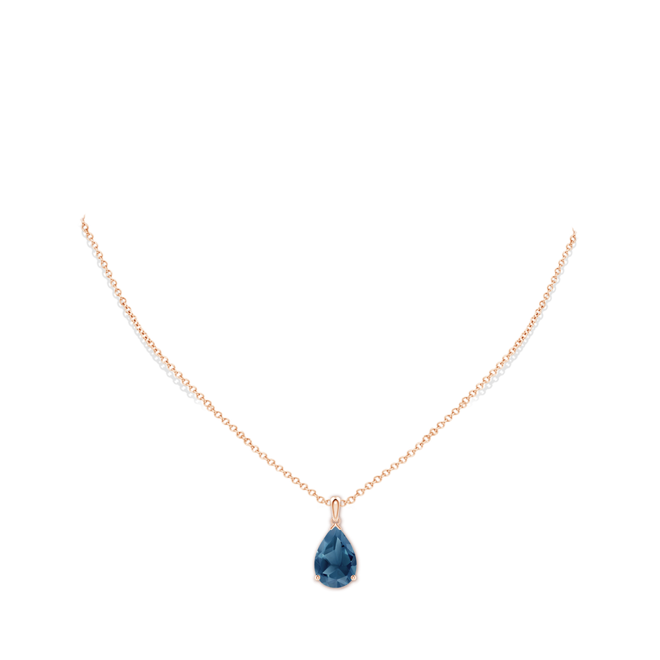 15x10mm A Prong-Set Pear London Blue Topaz Solitaire Pendant in Rose Gold pen
