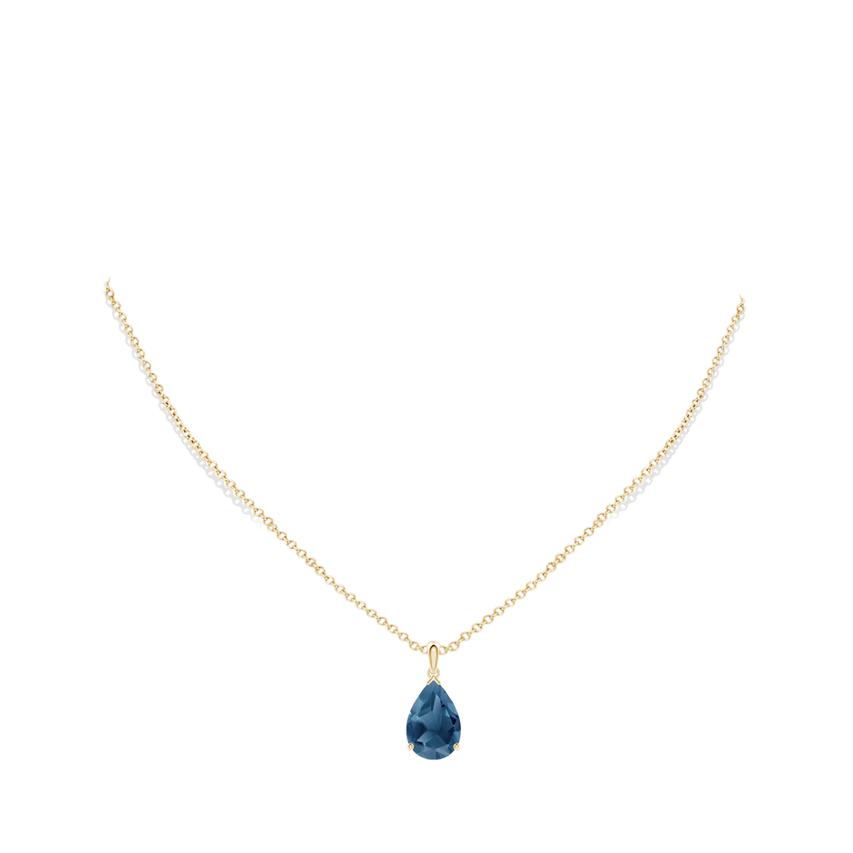 15x10mm A Prong-Set Pear London Blue Topaz Solitaire Pendant in Yellow Gold pen