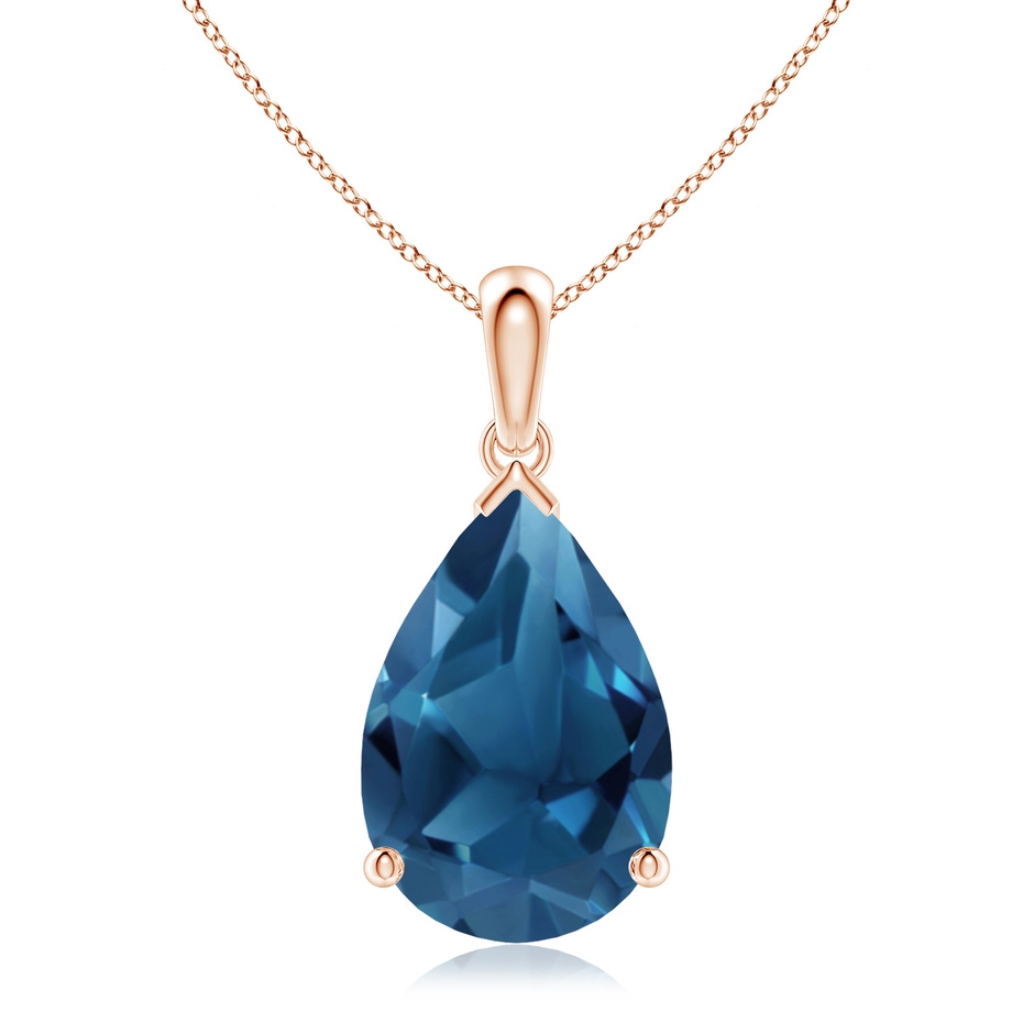 15x10mm AA Prong-Set Pear London Blue Topaz Solitaire Pendant in Rose Gold 