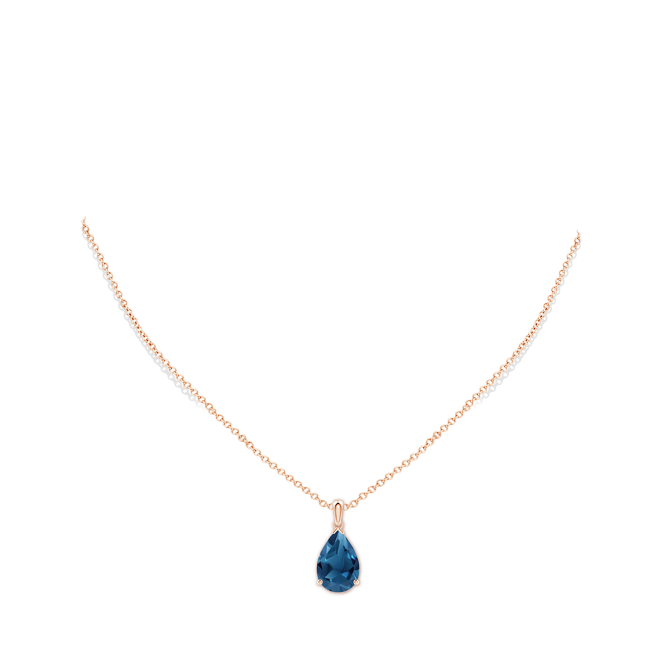 15x10mm AA Prong-Set Pear London Blue Topaz Solitaire Pendant in Rose Gold pen