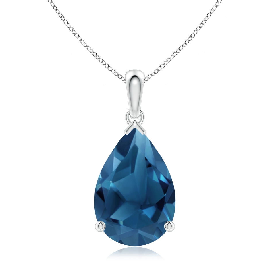 15x10mm AA Prong-Set Pear London Blue Topaz Solitaire Pendant in S999 Silver 