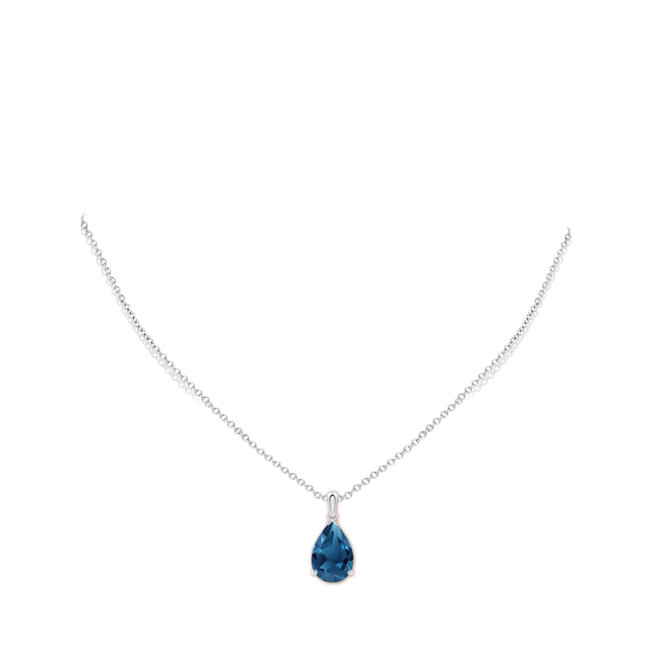 15x10mm AA Prong-Set Pear London Blue Topaz Solitaire Pendant in S999 Silver pen