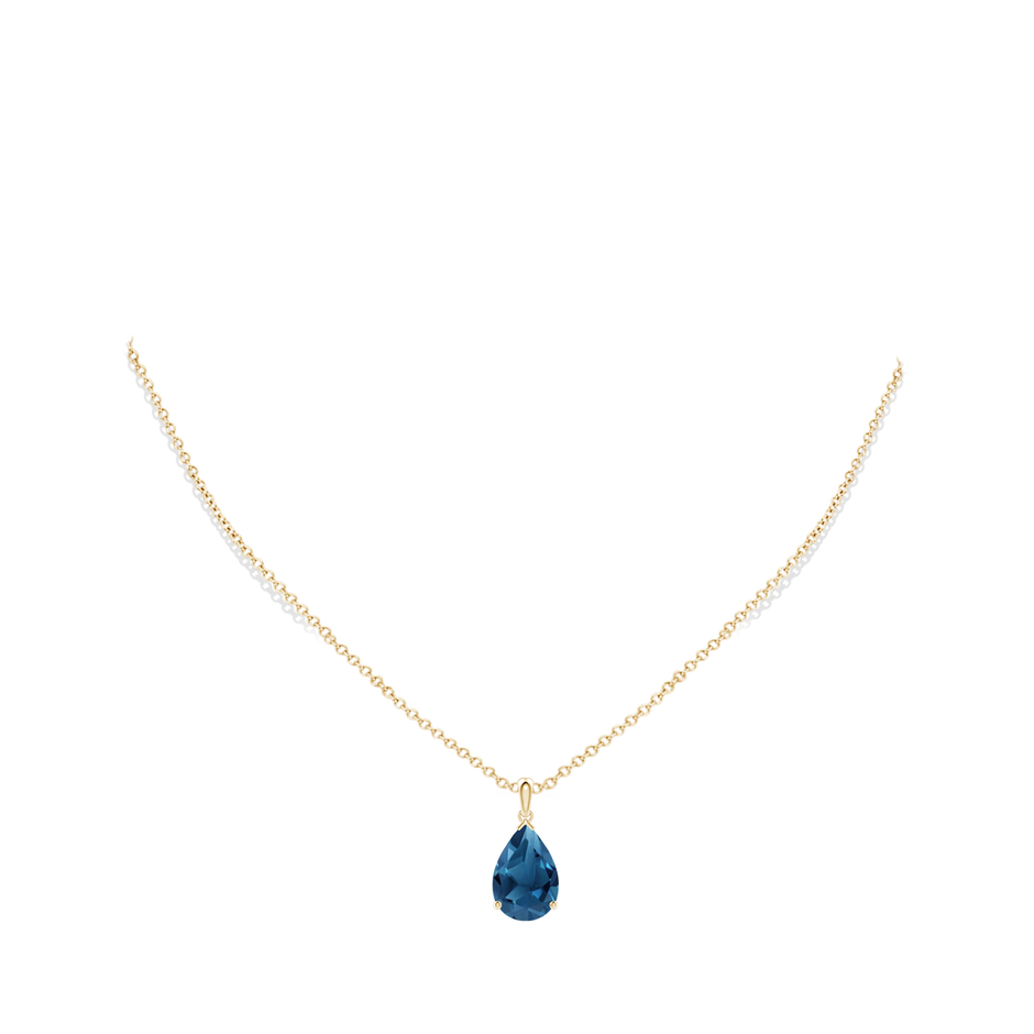 15x10mm AA Prong-Set Pear London Blue Topaz Solitaire Pendant in Yellow Gold pen