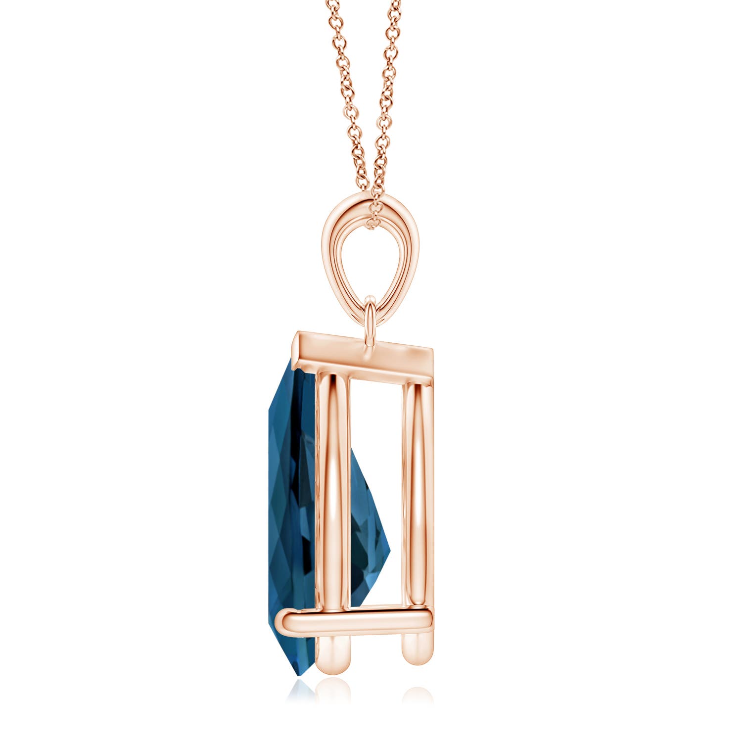 15x10mm AAA Prong-Set Pear London Blue Topaz Solitaire Pendant in 18K Rose Gold