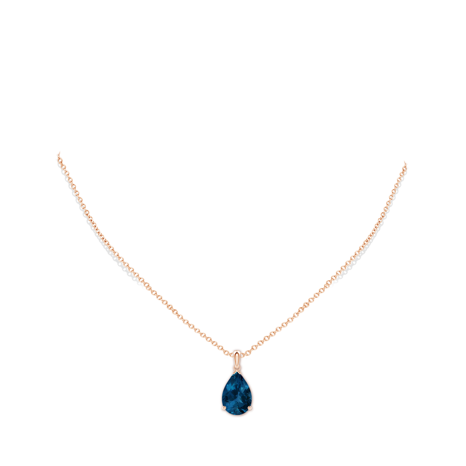 15x10mm AAA Prong-Set Pear London Blue Topaz Solitaire Pendant in 18K Rose Gold pen