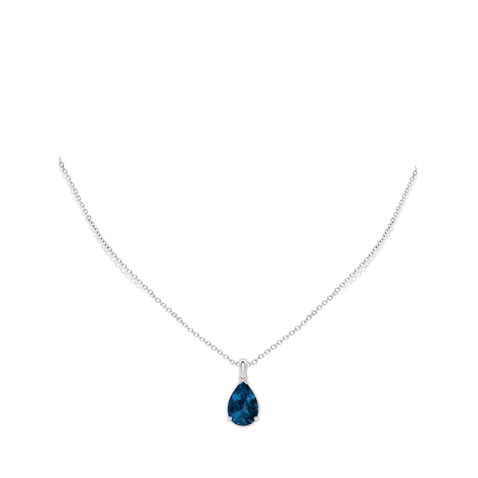 15x10mm AAA Prong-Set Pear London Blue Topaz Solitaire Pendant in White Gold pen