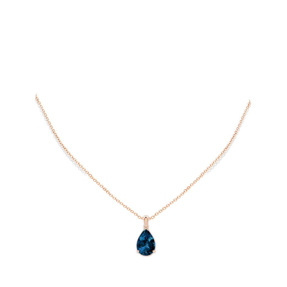 15x10mm AAAA Prong-Set Pear London Blue Topaz Solitaire Pendant in 18K Rose Gold pen