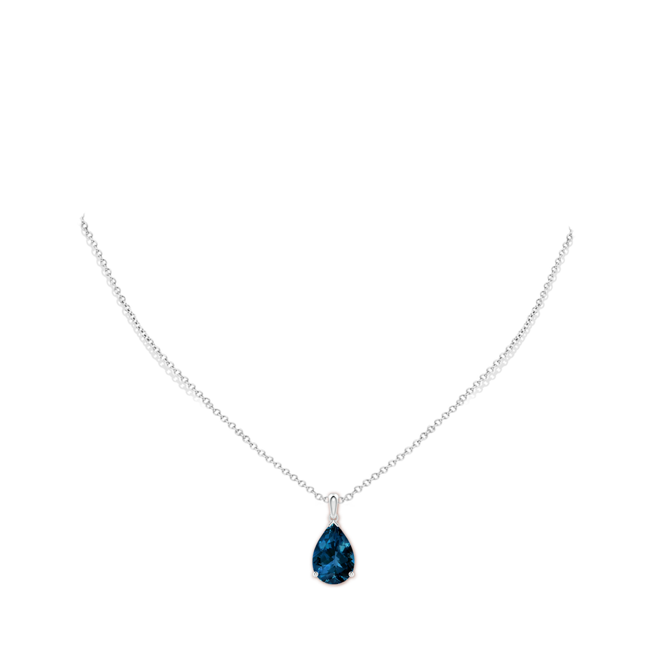 15x10mm AAAA Prong-Set Pear London Blue Topaz Solitaire Pendant in 18K White Gold pen