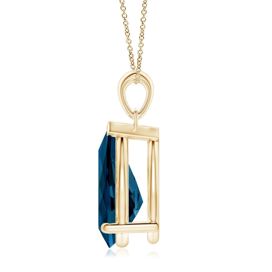 15x10mm AAAA Prong-Set Pear London Blue Topaz Solitaire Pendant in Yellow Gold side 199