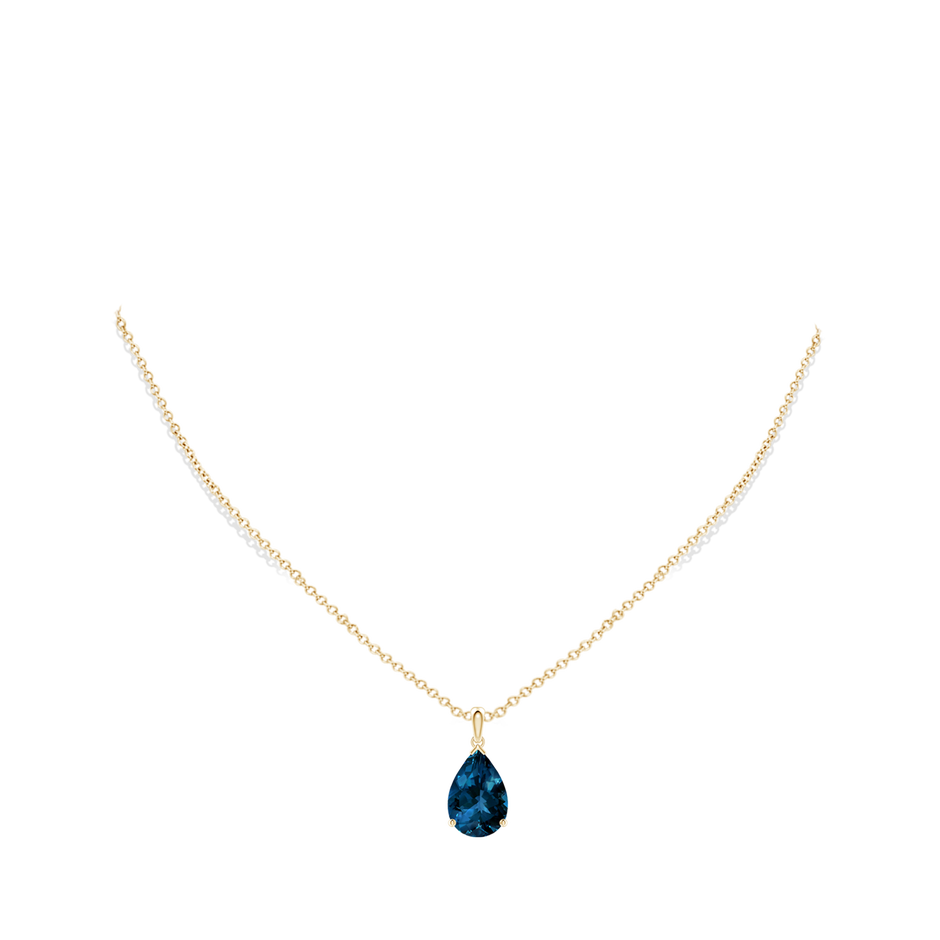 15x10mm AAAA Prong-Set Pear London Blue Topaz Solitaire Pendant in Yellow Gold pen