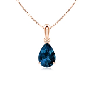 9x6mm AAAA Prong-Set Pear London Blue Topaz Solitaire Pendant in 10K Rose Gold