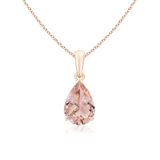 10x7mm AAA Pear-Shaped Morganite Solitaire Pendant in Rose Gold