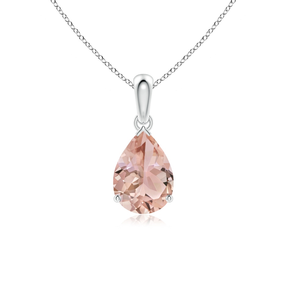 10x7mm AAA Prong-Set Pear Morganite Solitaire Pendant in White Gold 