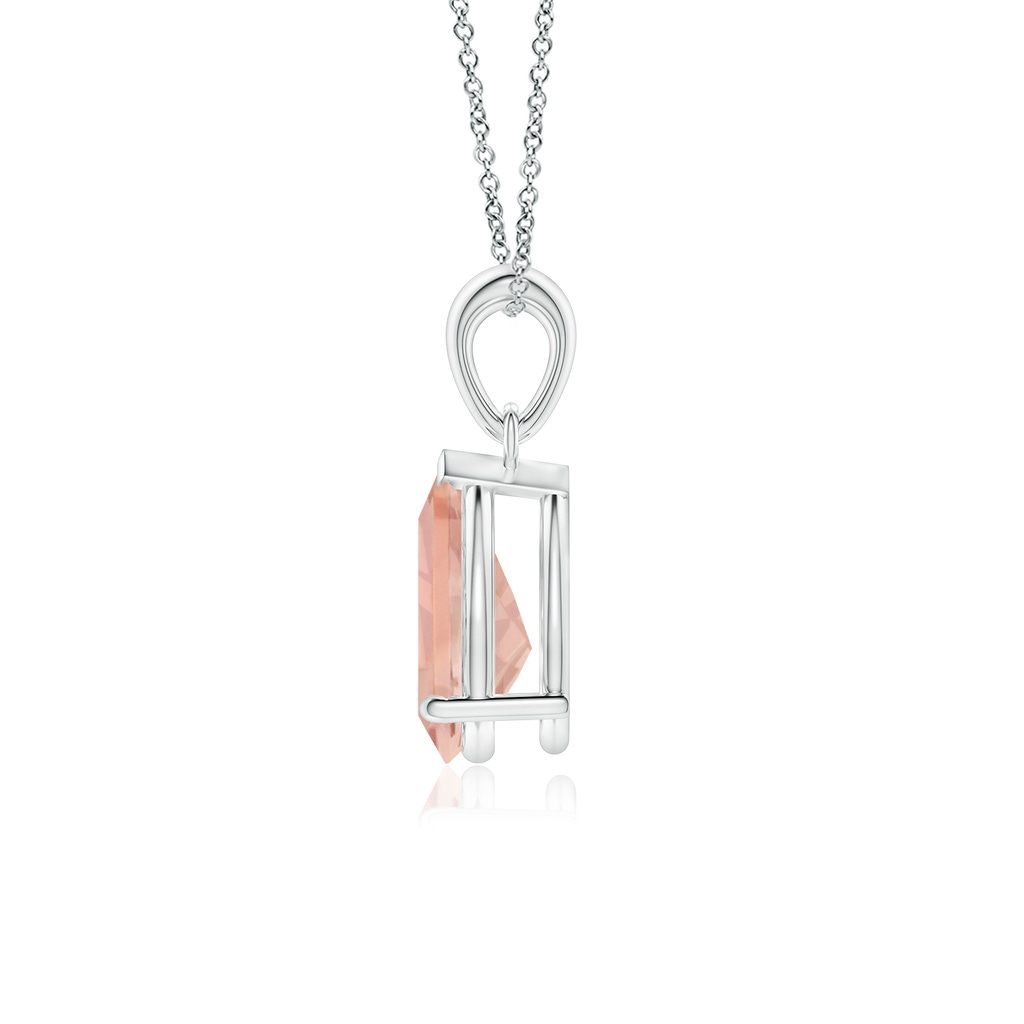 10x7mm AAA Prong-Set Pear Morganite Solitaire Pendant in White Gold - side 199